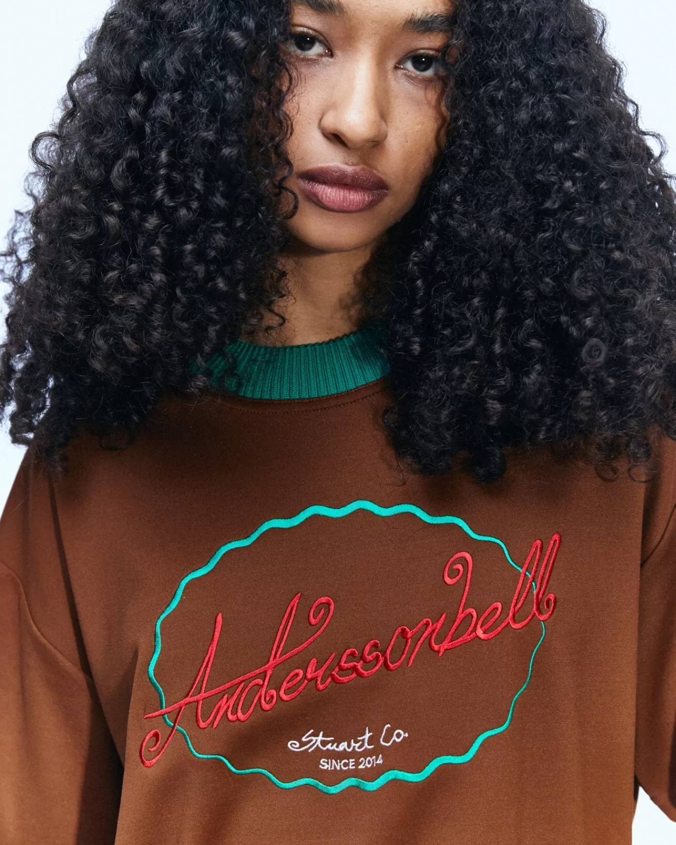 women_essential_unisex_logo_embroidery_ponte_tshirts_atbubrown_5.webp Women Andersson Bell (Women) (Essential) Unisex Logo Embroidery Ponte T-Shirts Atb902U(Brown)